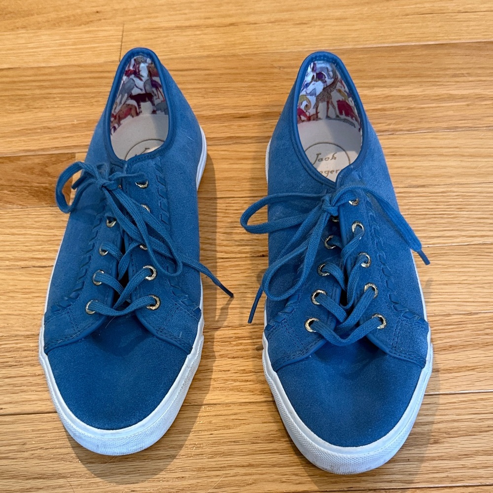 Jack Rogers Blue Suede Lace-Up Sneakers